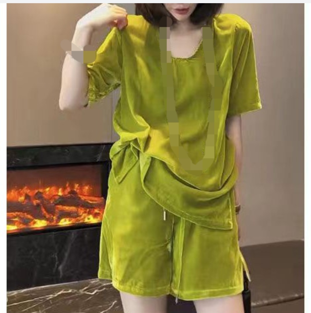 夏季新款时尚宽松短袖短裤两件套套装