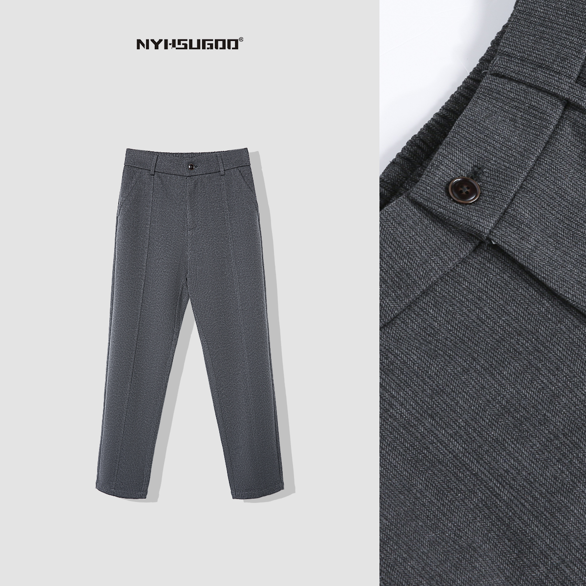 南乙N893秋冬男士新款呢料直筒西裤 百搭垂感长裤潮流韩系休闲裤