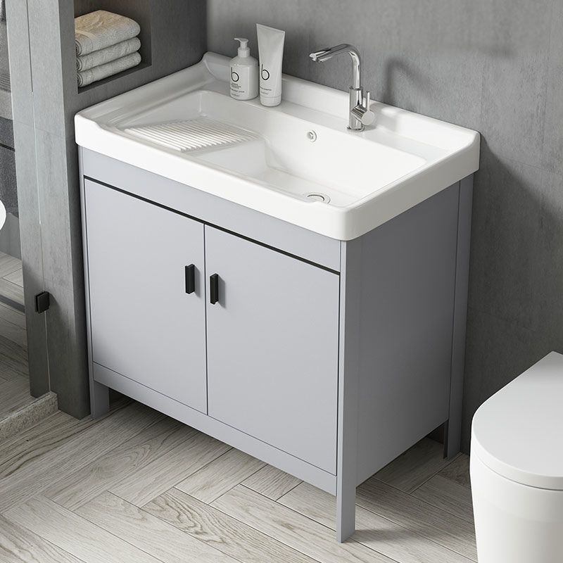 阳台洗衣池太空铝洗衣柜带搓板陶瓷洗衣盆室外落地柜洗手一体台盆