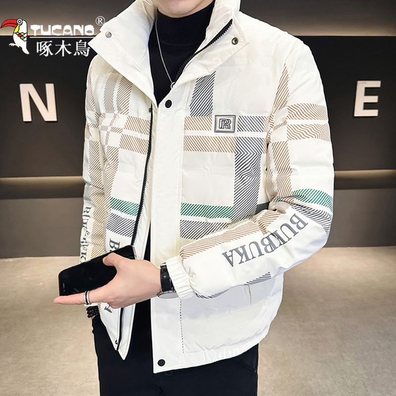 啄木鸟羽绒服男士2023新款爆款立领潮时尚防寒保暖冬季加厚外套男