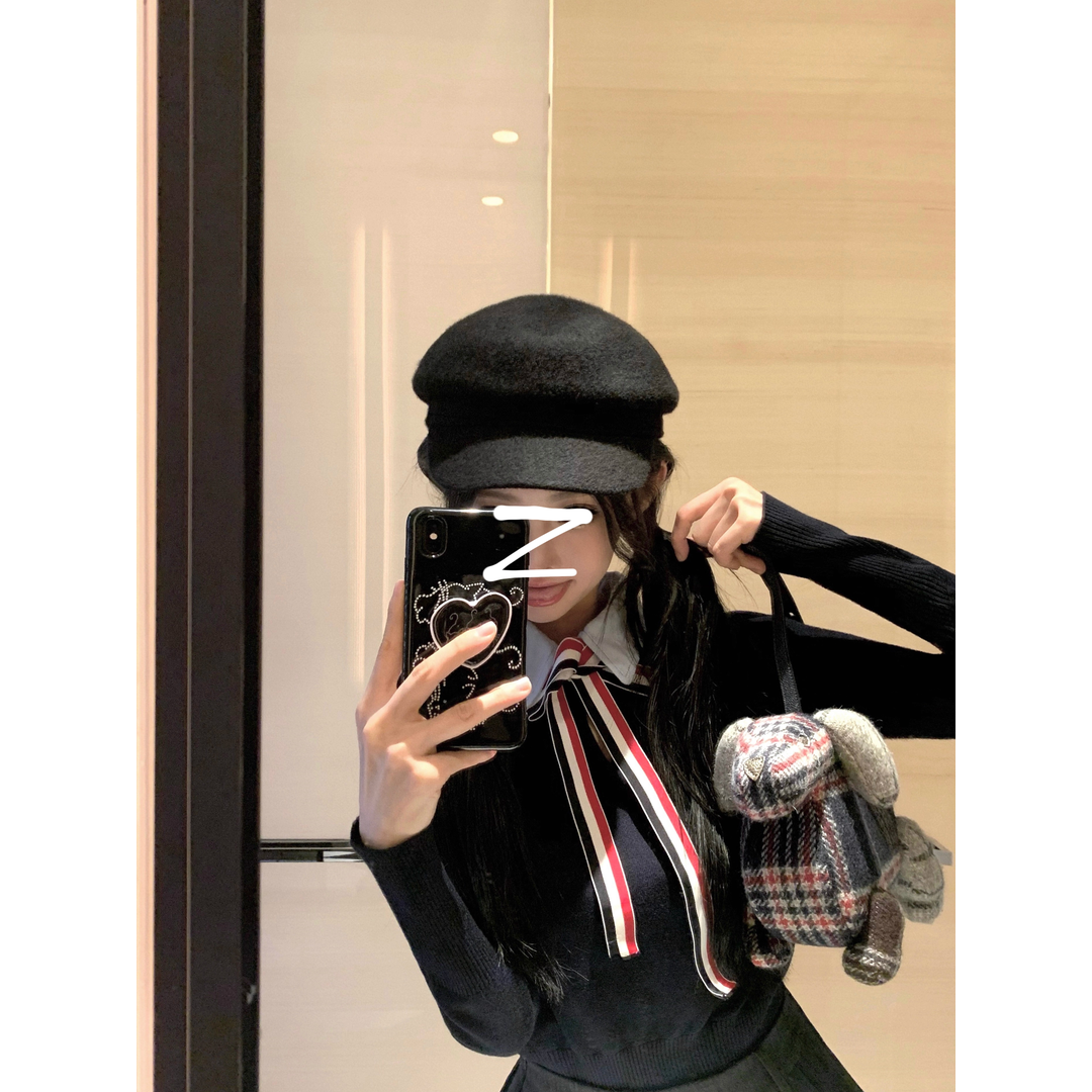 JoyingLimit 翻领衬衫假两件针织衫女秋冬设计感小众修身显瘦上衣