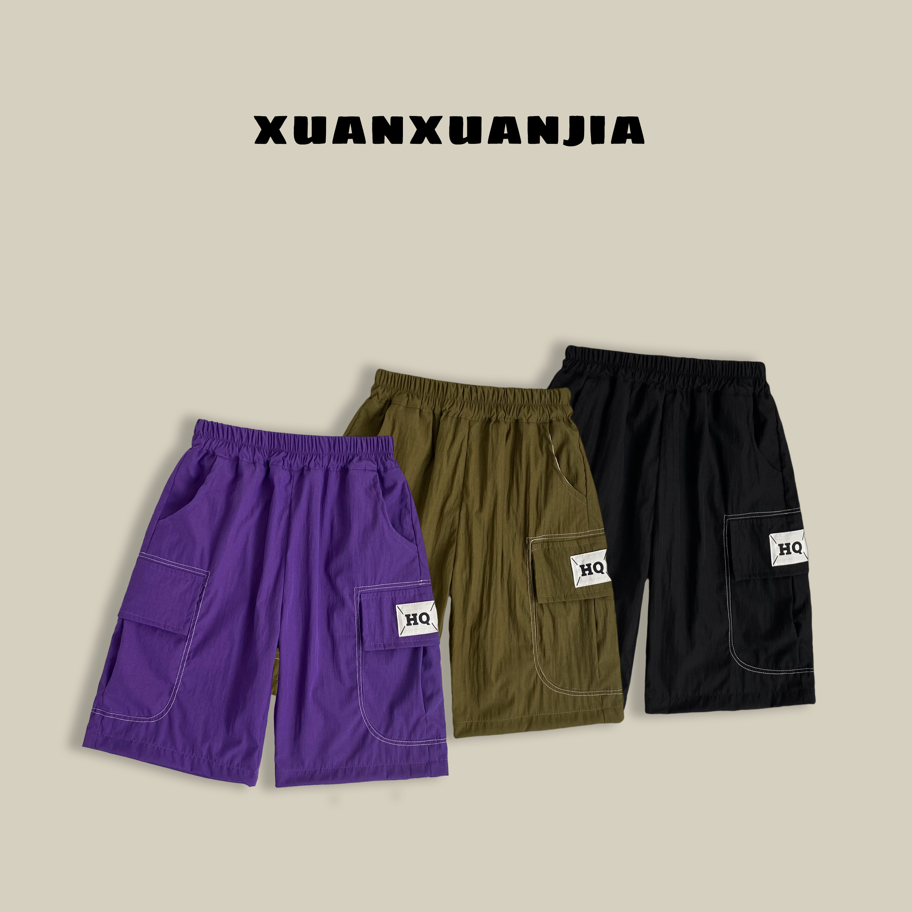 Q2305 童装男童工装短裤2024儿童夏季轻薄透气工装五分裤宝宝中裤