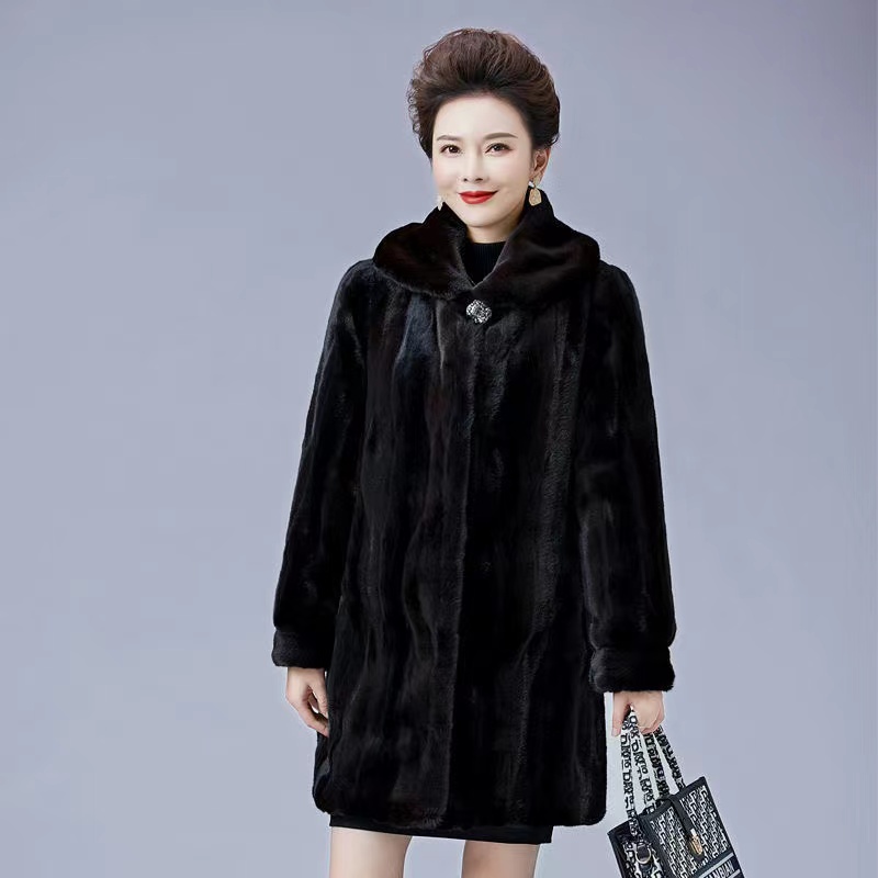 女款貂妈妈装加厚过冬外套时尚显瘦加长海宁时尚女士中长款大衣