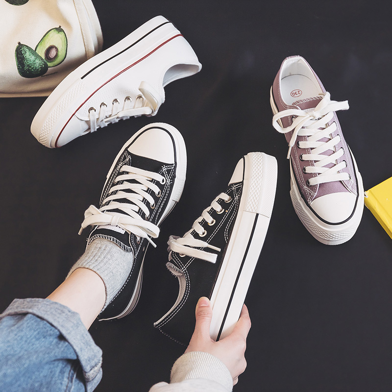 环球经典1970S女厚底ins帆布鞋女松糕底女鞋百搭韩版低帮20117