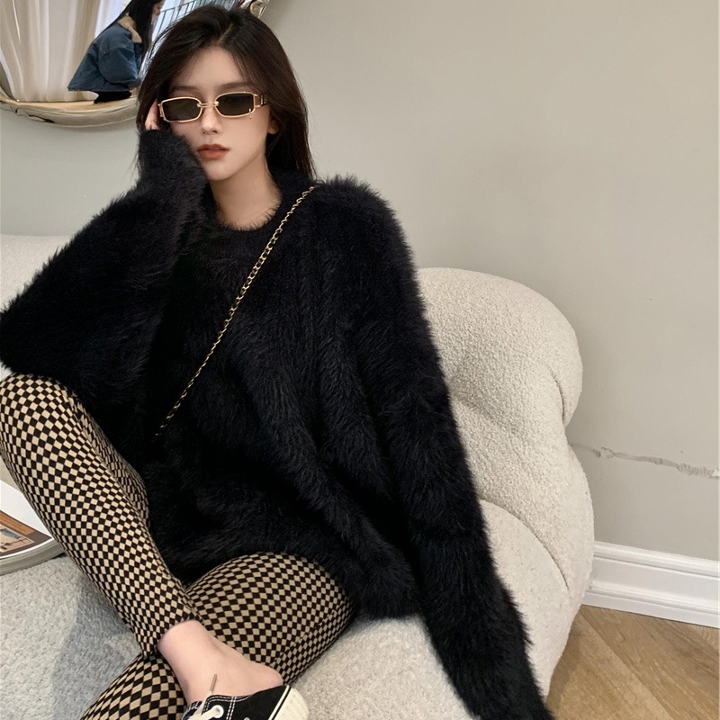 慵懒风宽松外穿毛衣女2024春装季新款套头百搭加厚长袖针织衫上衣