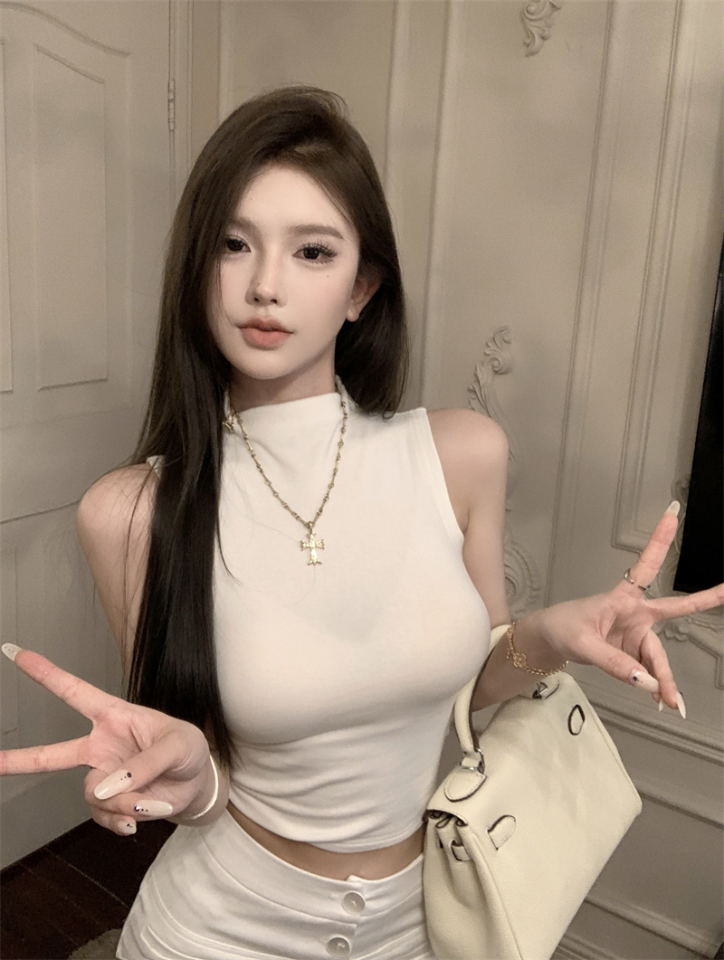 半高领百搭修身显瘦背心吊带女装2024年新款辣妹风外穿无袖上衣潮