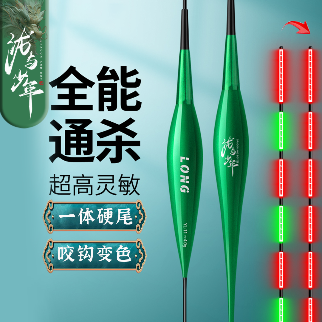 泷与少年一体硬尾咬钩变色电子夜光漂高灵敏度日夜两用钓鱼浮漂