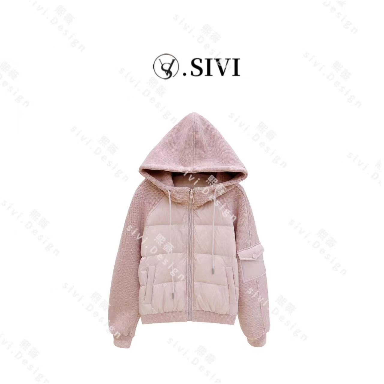 SIVI【特别的人】2023冬季时尚潮流连帽羽绒服百搭拼接上衣女F2237