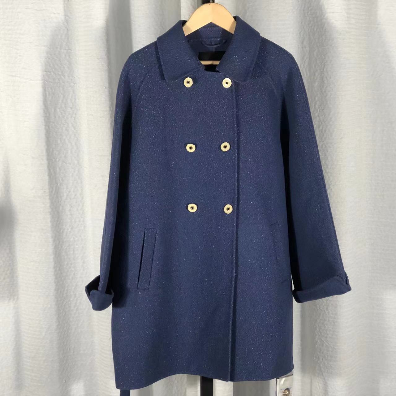 【田园刘娟-服装】气质宽松版双排扣双面呢大衣ND518117Y