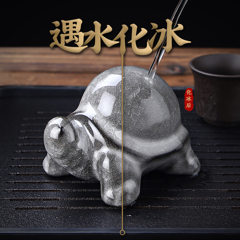 黑冰乌龟茶宠小摆件招财客厅桌面装饰品精品茶桌茶盘茶玩创意J161