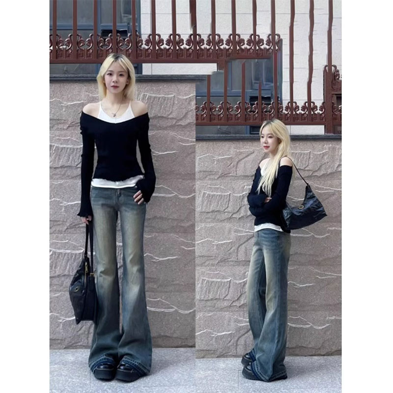 假两件黑色针织衫女秋季薄款打底内搭高级设计感小众修身长袖上衣