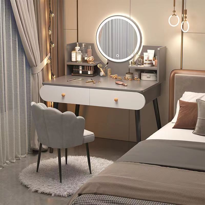 轻奢卧室梳妆台现代简约收纳柜一体家用小型北欧化妆台网红化妆柜