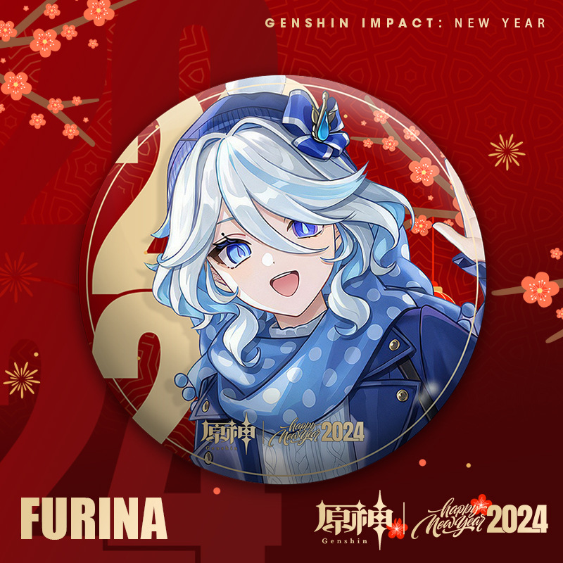原神谷子周边新年礼品芙宁娜温迪钟离新年礼品徽章吧唧立牌镭射票