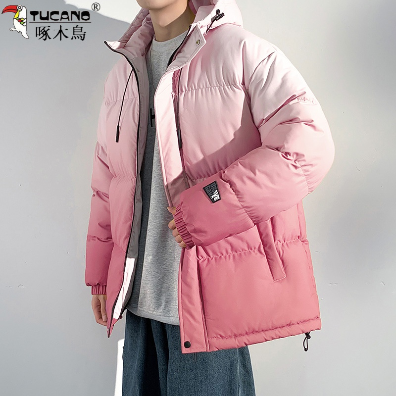 2023冬季新款连帽棉衣加厚保暖渐变棉服潮流时尚男女同款棉服