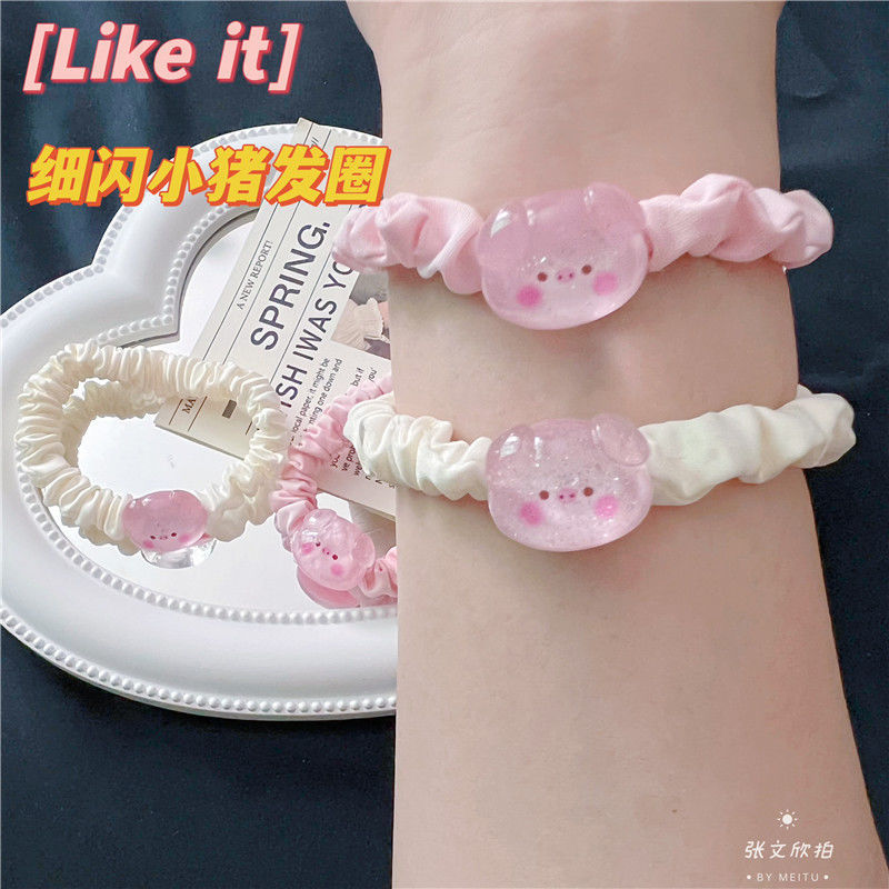 可爱透明猪发圈少女心奶油发绳网红ins风小皮筋甜美粉嫩小皮套女