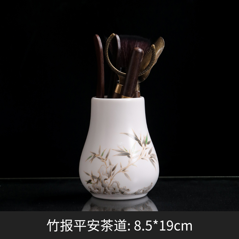 茶道六君子套装茶具配件泡茶用品大全家用茶夹茶刀羊脂玉白瓷茶筒