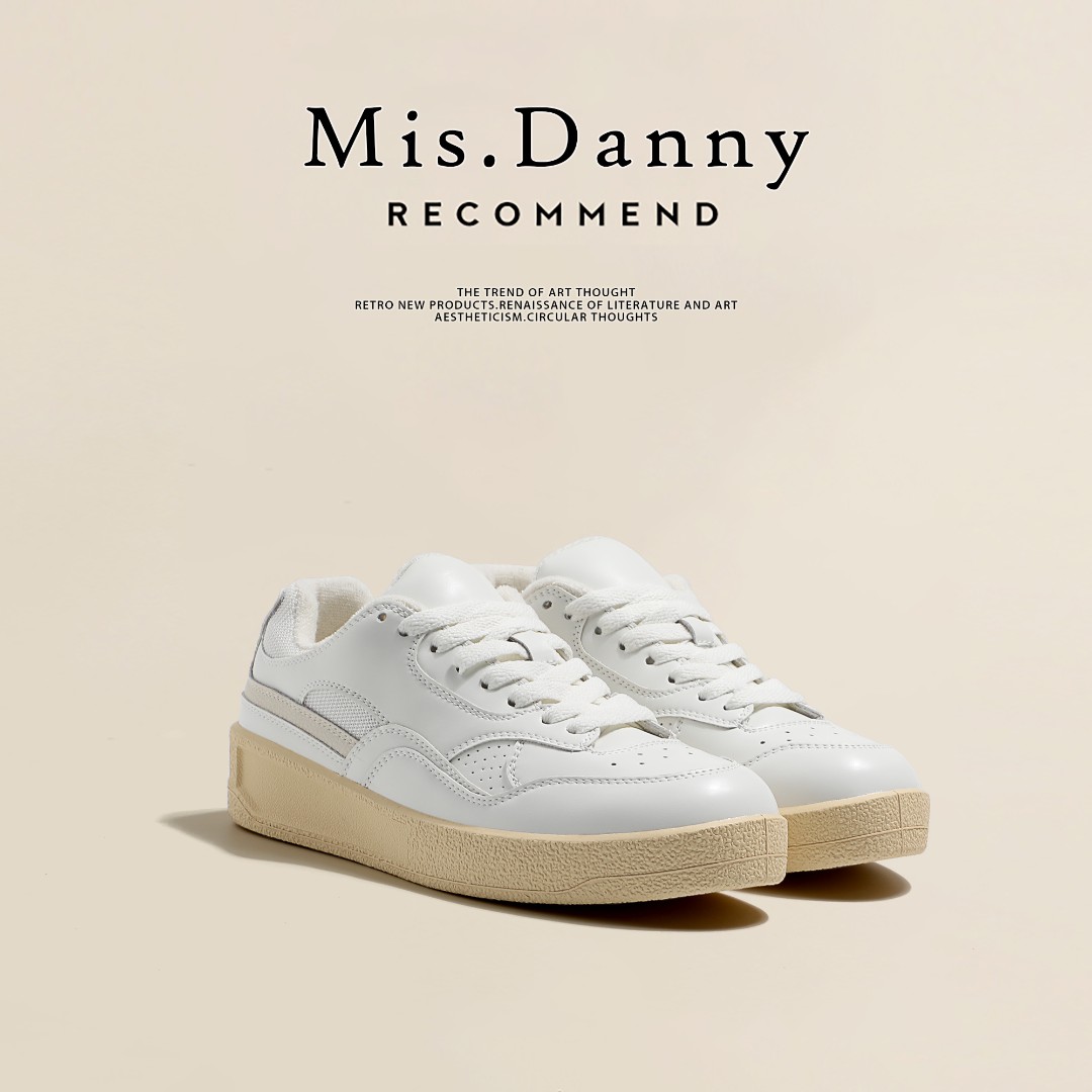 Mis.Danny小白鞋女2023新款白色鞋子女秋时尚运动休闲厚底板鞋