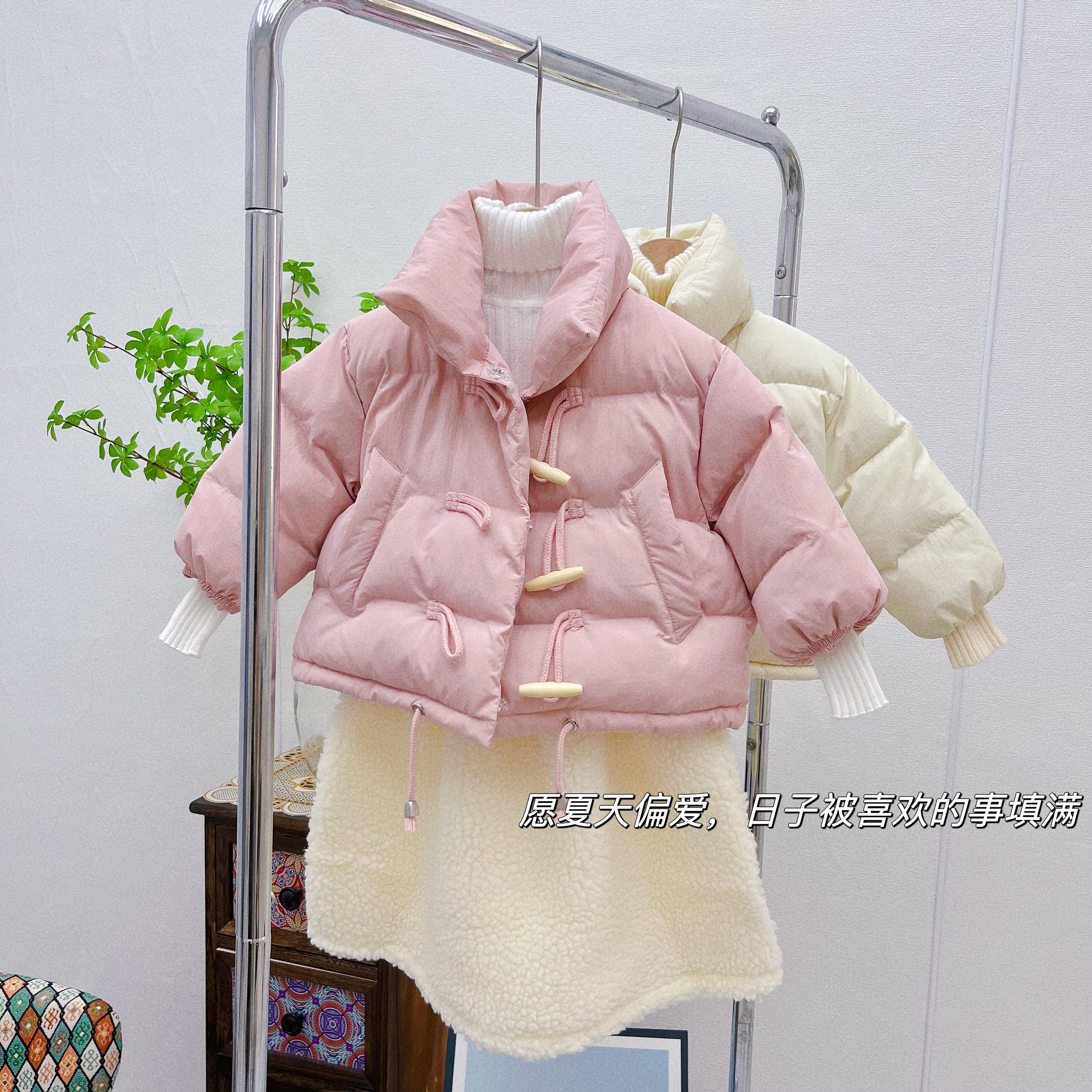 儿童面包服2023秋冬新款女童宝宝童装韩版加厚韩版纯色外套反季