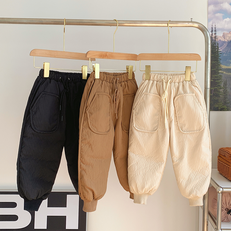 儿童羽绒裤子2023秋冬男女童宝宝加厚休闲加厚裤子宽松洋气