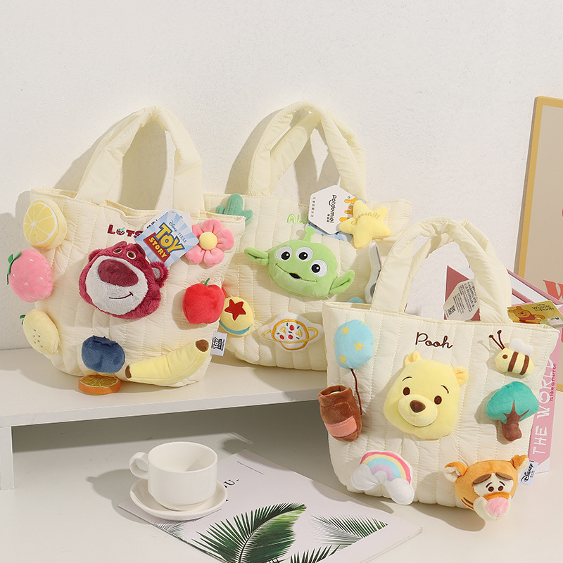 Disney/迪士尼玩具总动员系列草莓熊维尼熊公仔配件卡通手提包