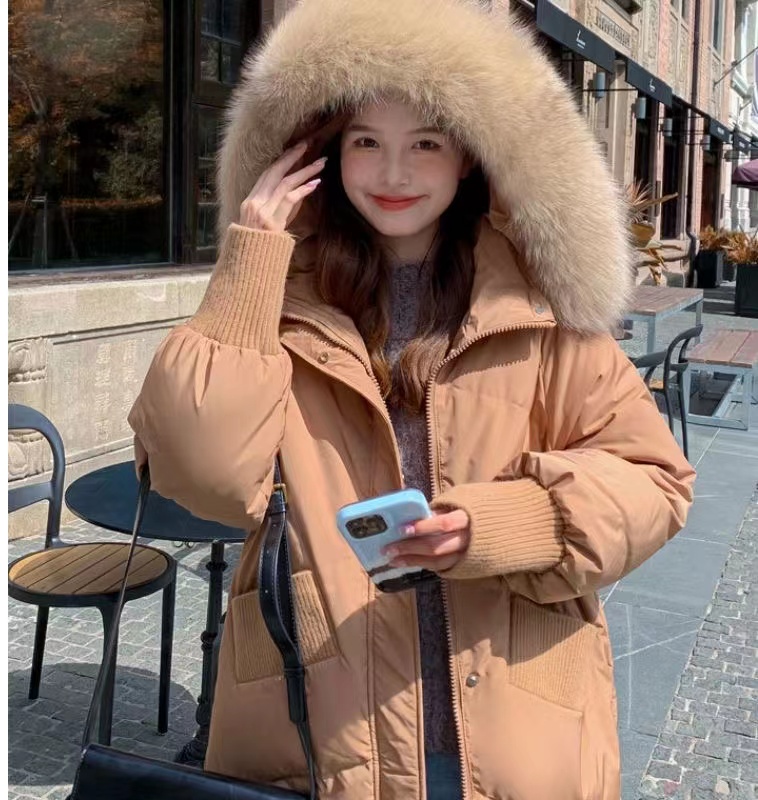 【姿姐专属】大毛领羽绒服女新款冬季中长款白鸭绒时尚洋气加厚外套