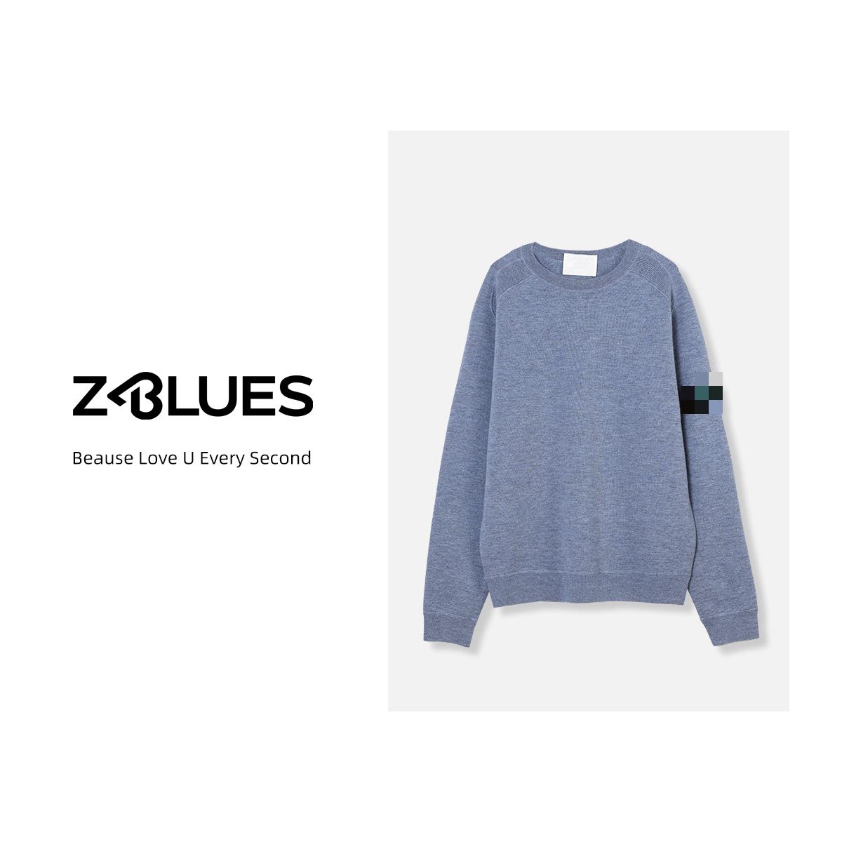 Z.blues【不夜雪】羊毛运动版休闲圆领长袖套头毛衣卫衣YZALM8721