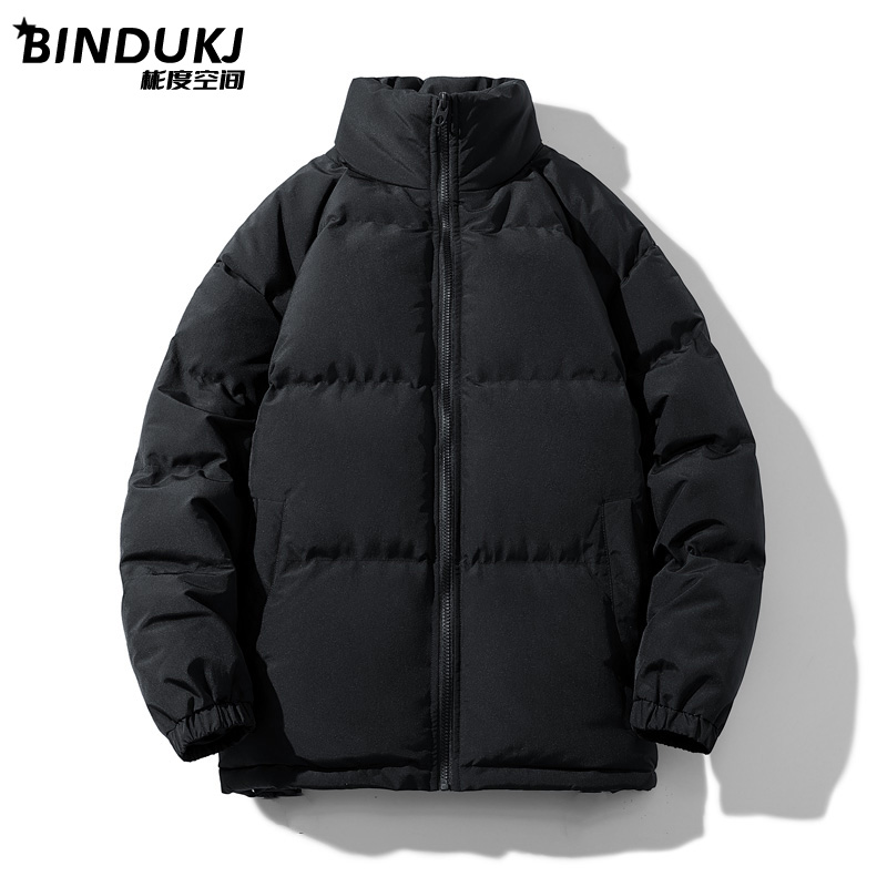 BINDUKJ男款棉衣男士棉服情侣款冬季立领休闲保暖加厚纯色面包服