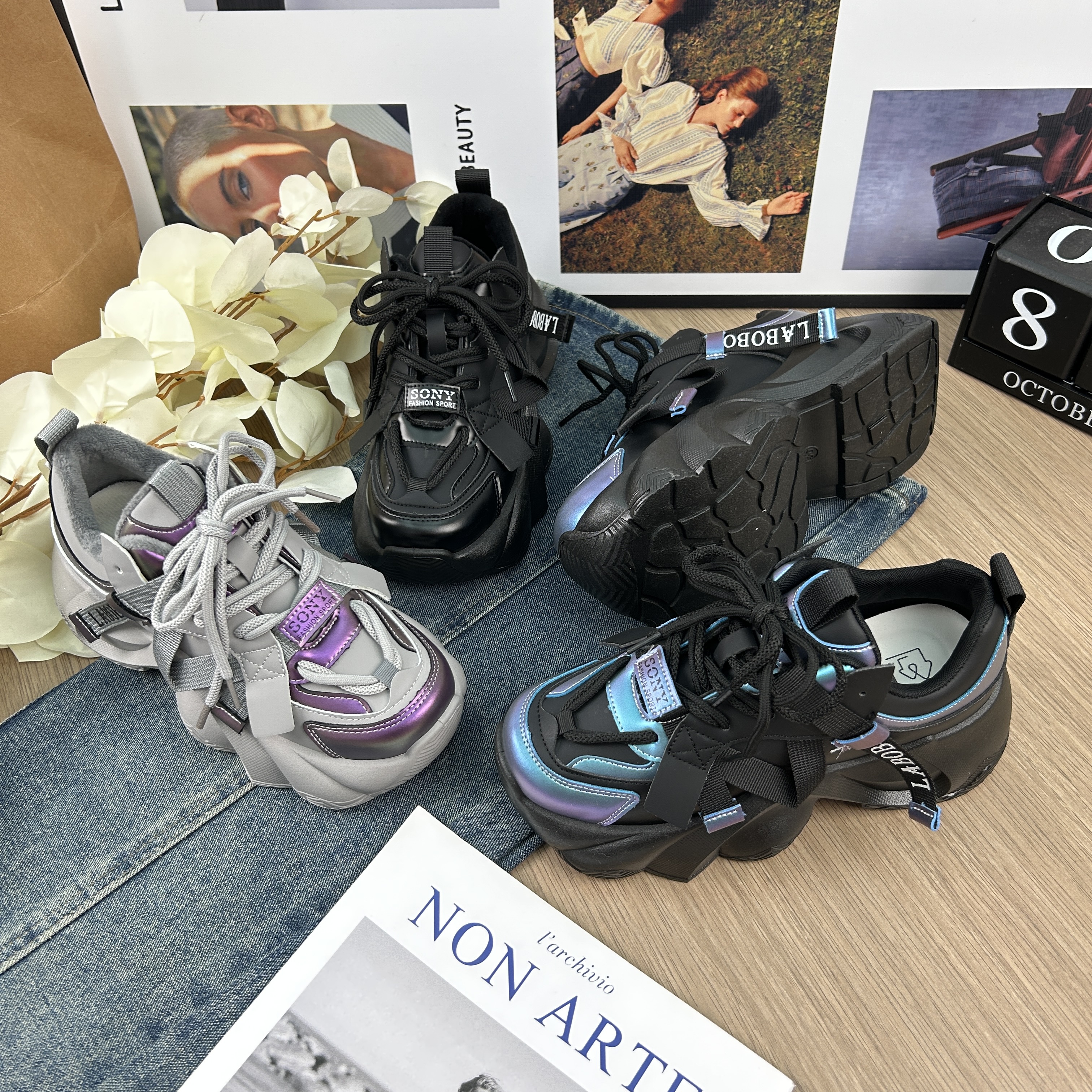 【雀尼推荐】网红百搭浅口厚底老爹鞋女ins秋冬新款时尚休闲女鞋
