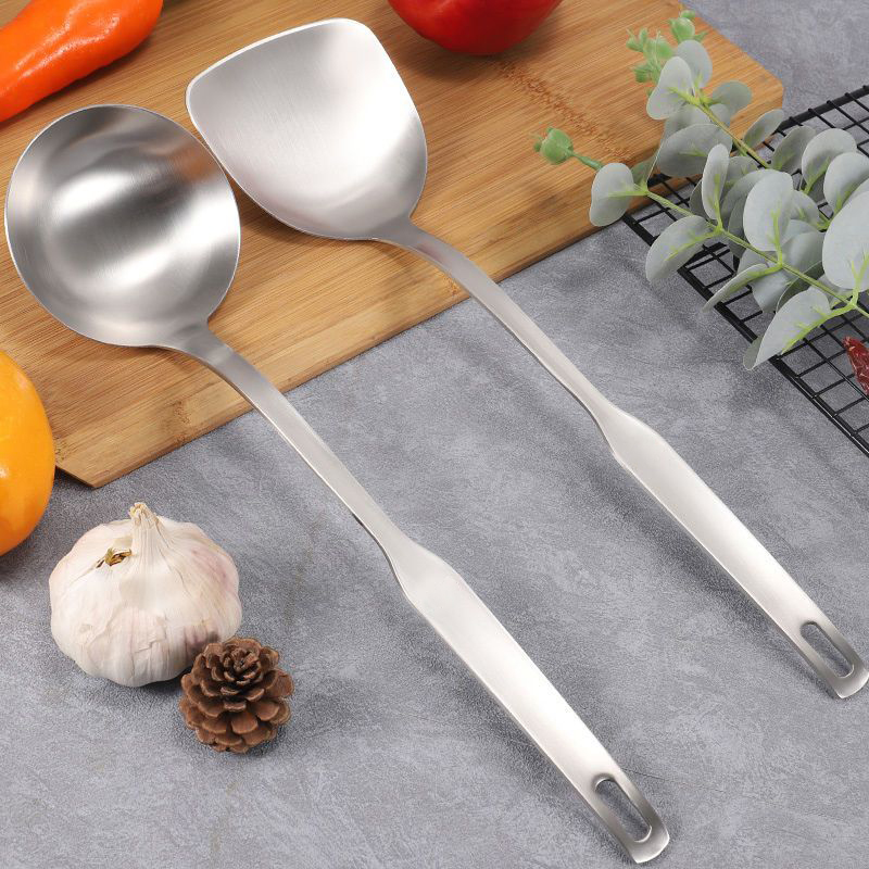 炒菜铲子2支装大号不锈钢厨具套装防烫盛汤厨房勺子家用支装