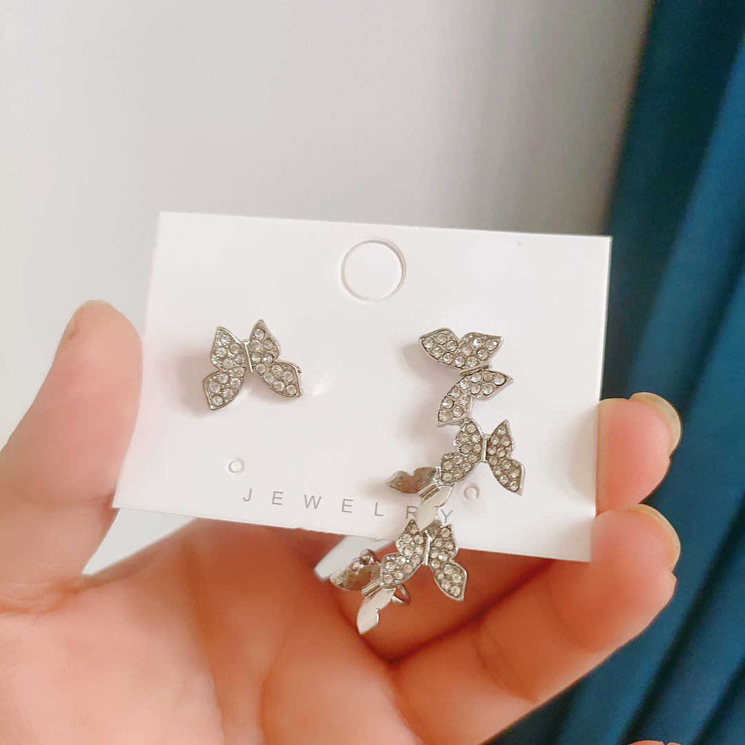 合金耳饰 c-224仙仙蝴蝶耳环女气质网红耳钉简约冷淡风仙气耳饰