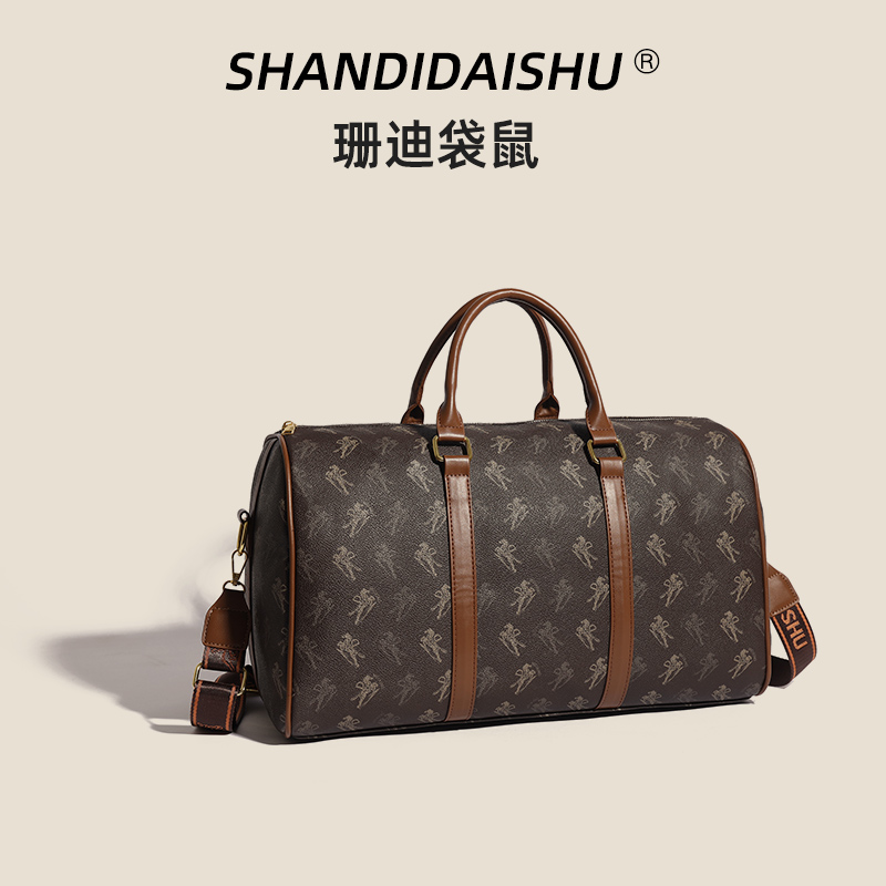 商务出差旅行袋防水单肩包轻便斜挎包大容量健身行李包9020咖