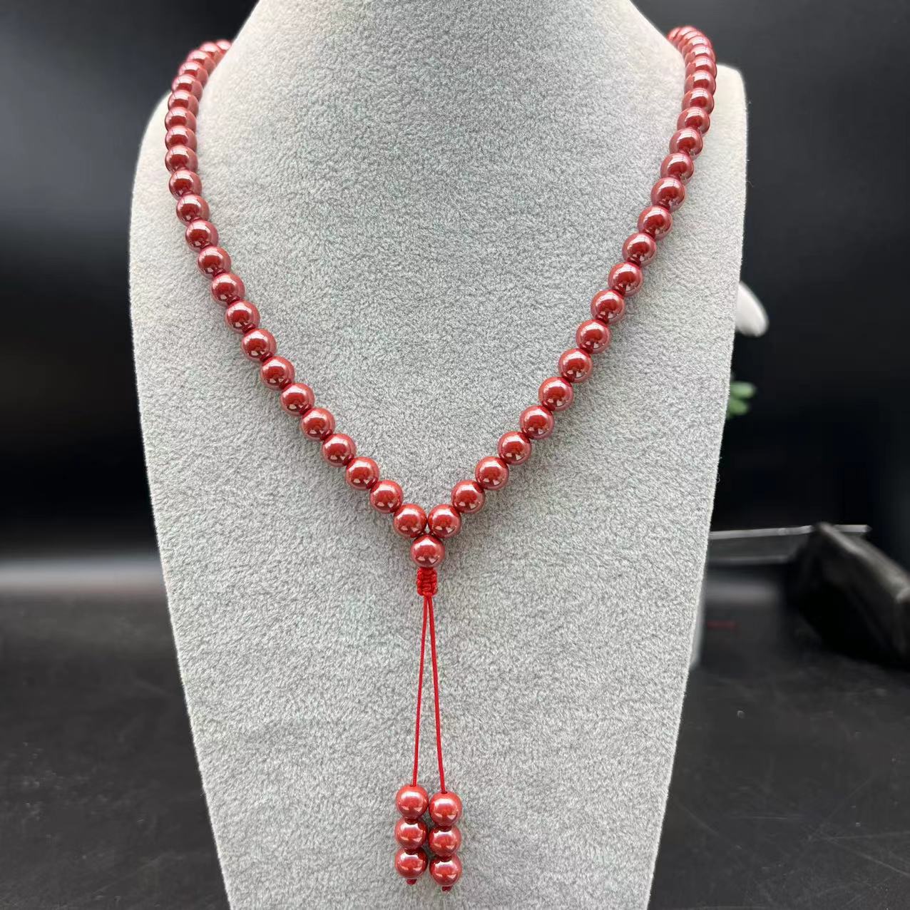 含辰砂工艺品DW026 朱砂帝王砂经典108颗多圈素圈珠串8mm