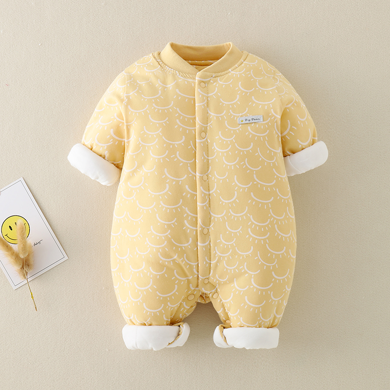 新生婴儿连体衣秋冬季男女宝宝棉服哈衣超萌婴儿夹棉保暖外出爬服