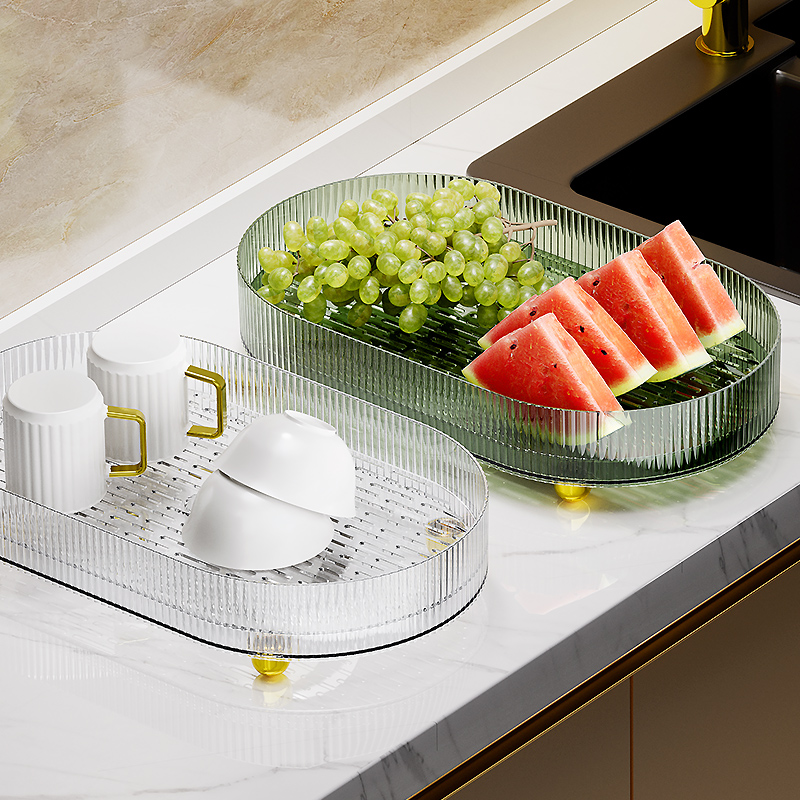 水果盘轻奢风家用客厅透明零食摆放盘水杯茶杯置物架茶几茶盘果盘
