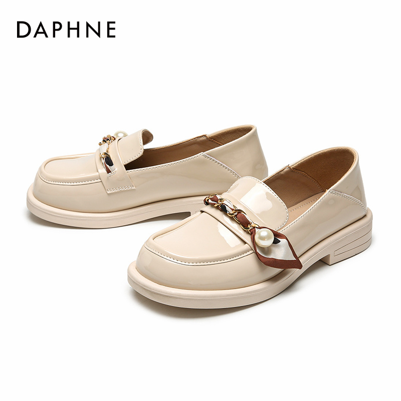 Daphne/达芙妮2023春秋季英伦风平底软底乐福鞋【QLY】4022404050