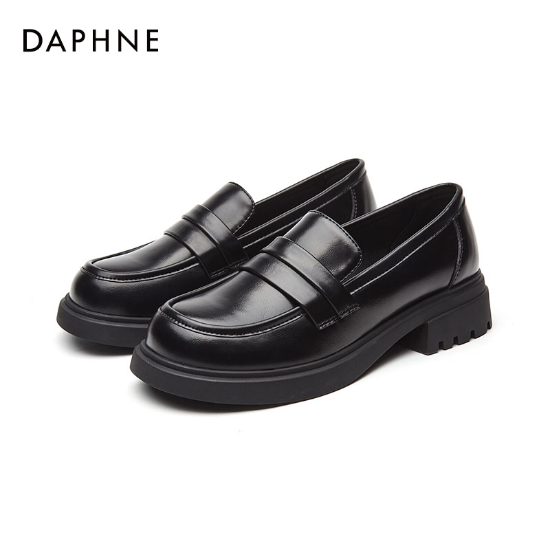 Daphne/达芙妮英伦风小皮鞋女2023新款一脚蹬商务单鞋4023101059