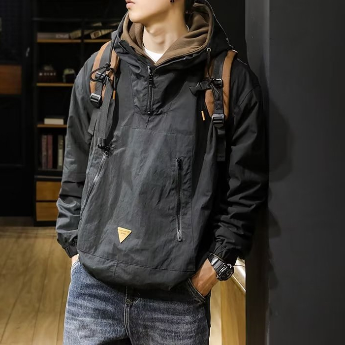 薄款防风韩版防水山系大码防泼水宽松男款春秋新款美式外夹克外套