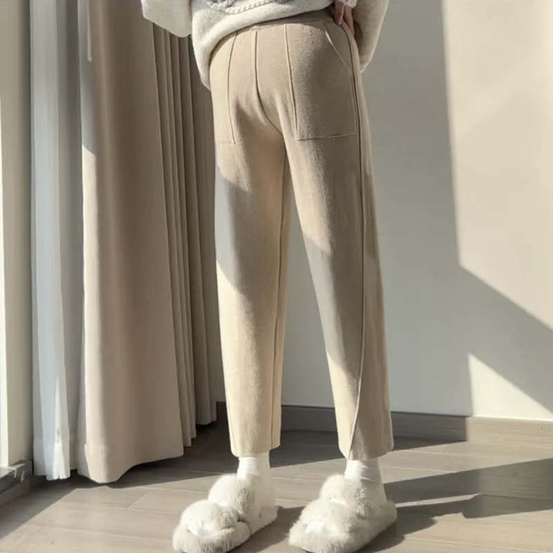 孕妇冬加绒孕期装爆款显腿长百搭休闲小个子针织奶奶裤哈伦裤外穿