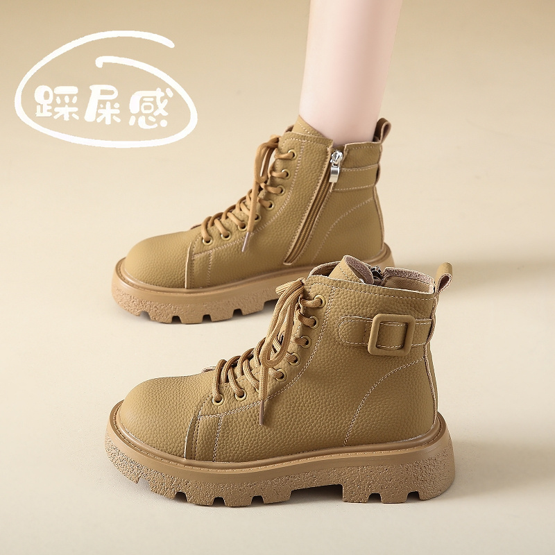 马丁靴女2023新款秋冬单靴女款时尚英伦风大黄靴踢不烂百搭短靴子