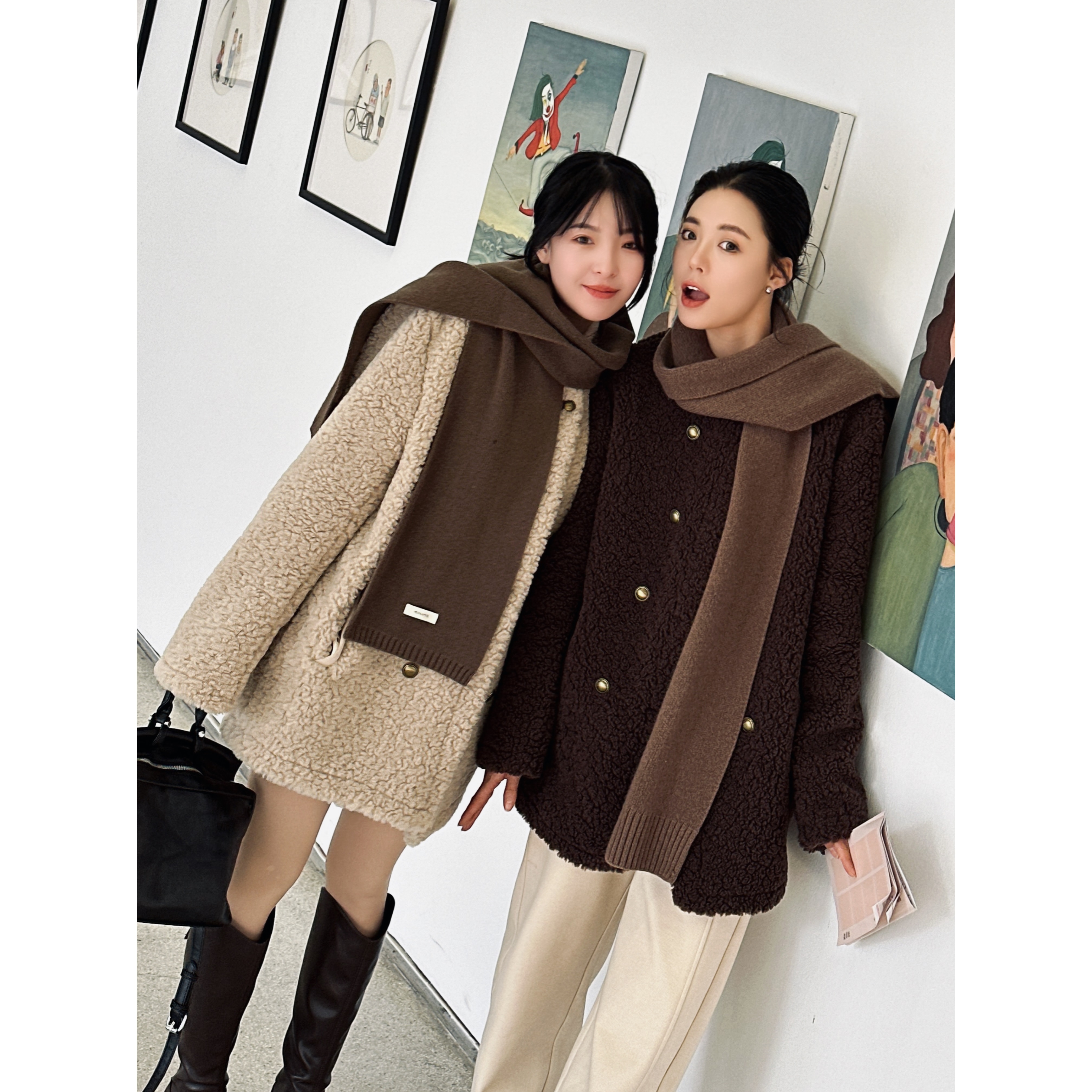 『墨墨推荐』新年气质战袍圆领毛毛外套时尚百搭仿皮毛一体76509