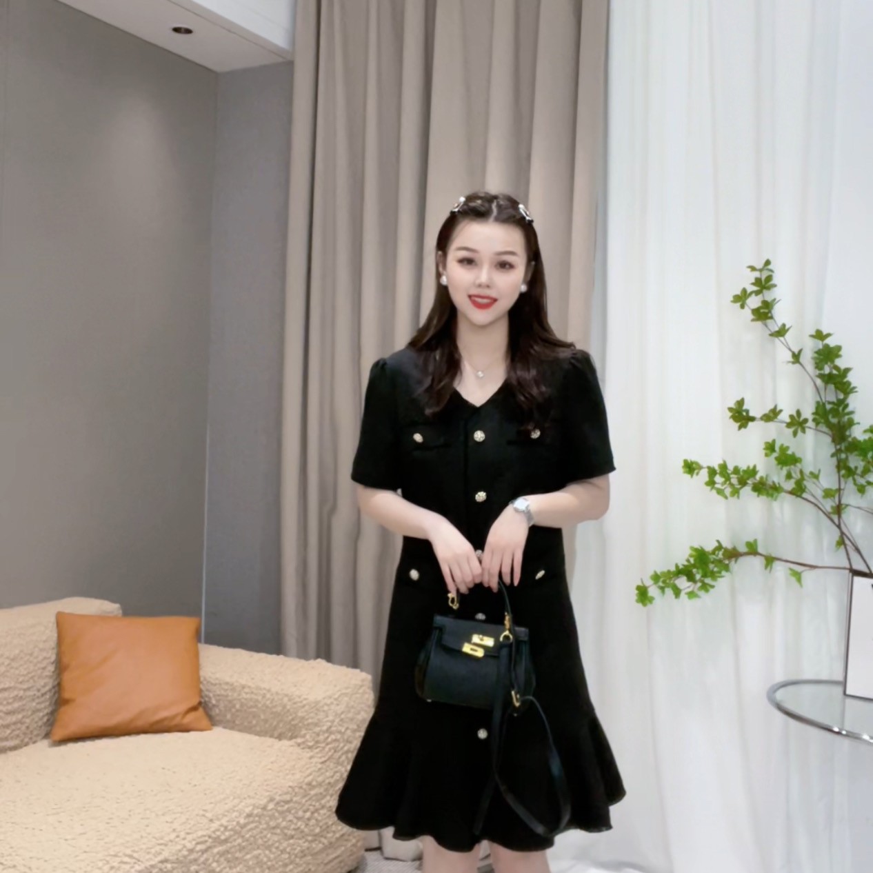 NANXU/楠序迪迪女装2023夏季新款小香风高档连衣裙女鱼尾裙DD5282