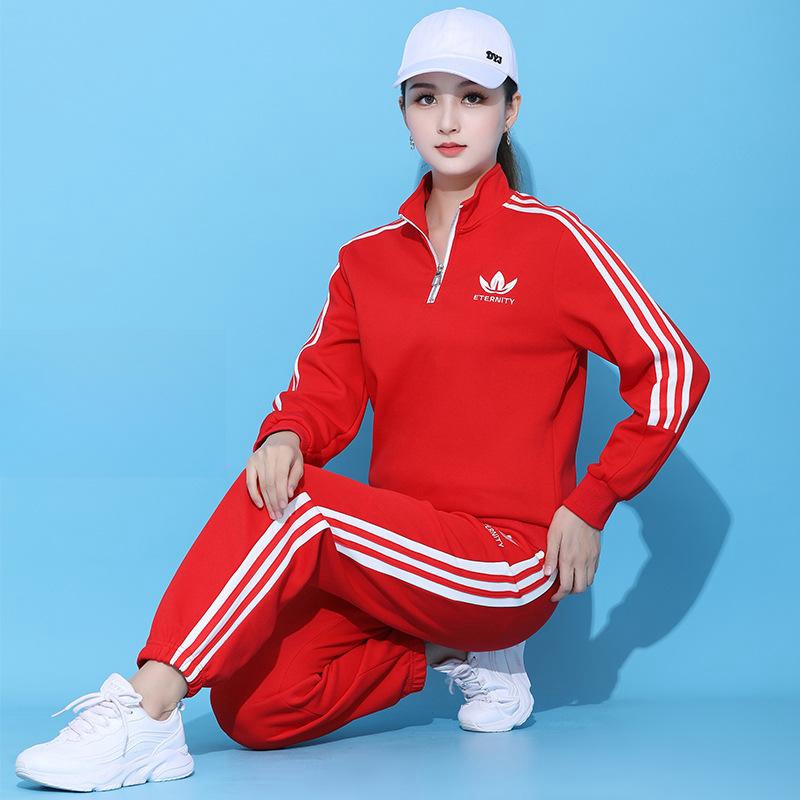 2023秋冬女士运动跑步广场舞服女套装时尚两件套显瘦休闲宽松鬼步