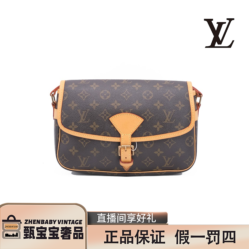 95新  LouisVuitton 路易威登 中古款法棍后换/ 经典斜跨老花包