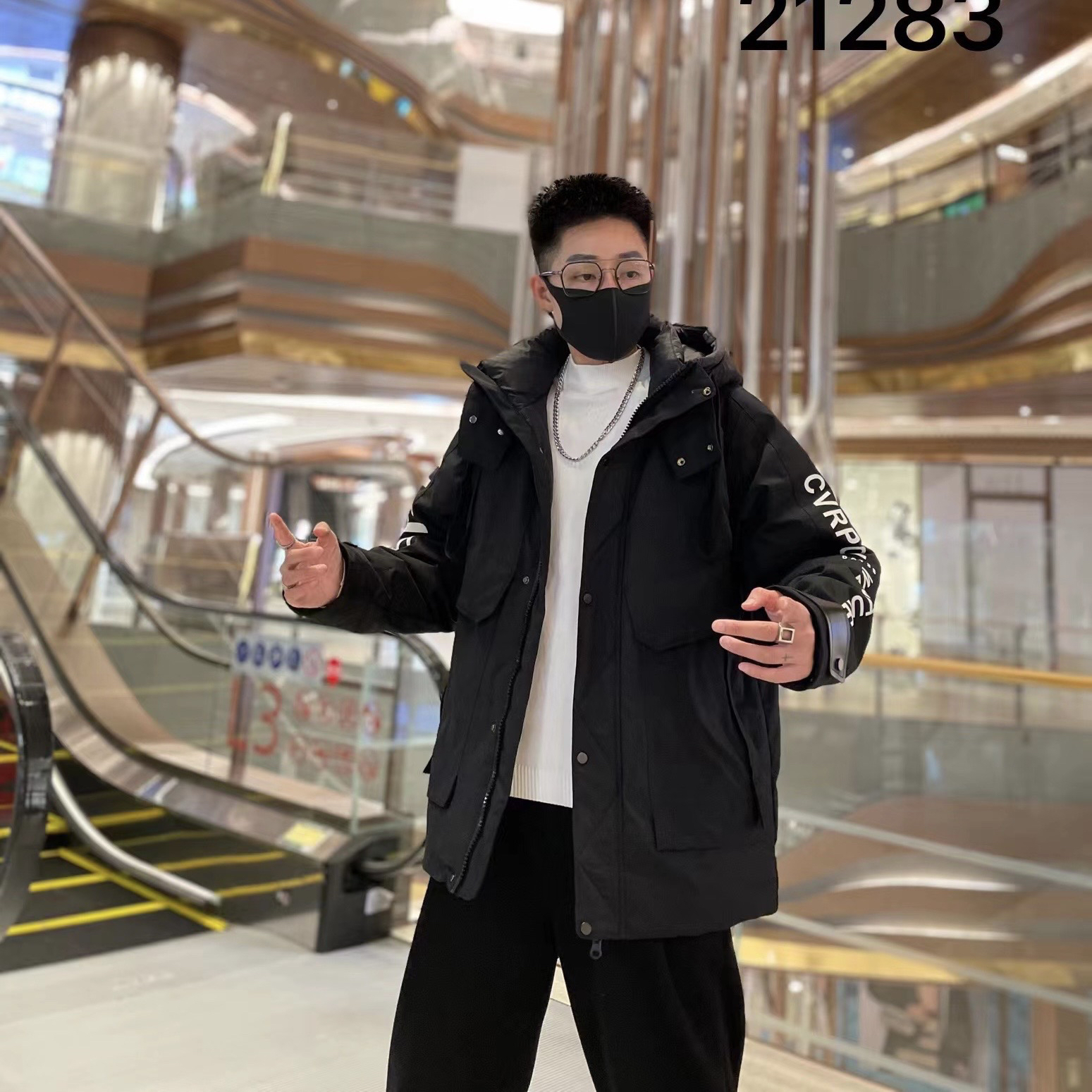 21283 羽绒服男鸭绒保暖连帽加厚短中长羽绒服