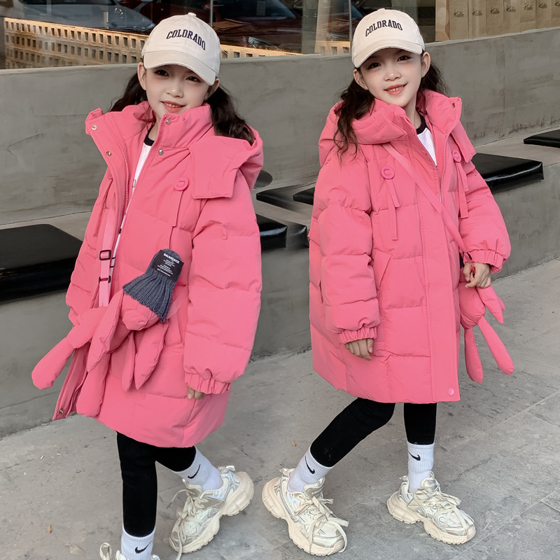 女童冬季羽绒服2023新款儿童加厚保暖冬款外套女孩中长款洋气上衣
