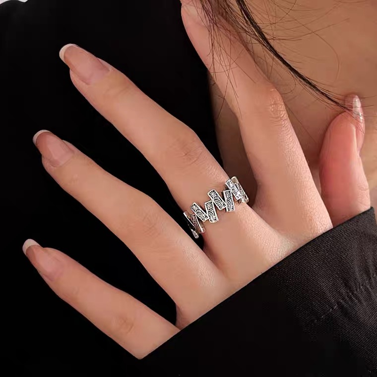 925银戒指 唐草阑珊开口戒指女国潮风花纹元素小众简约指环轻奢