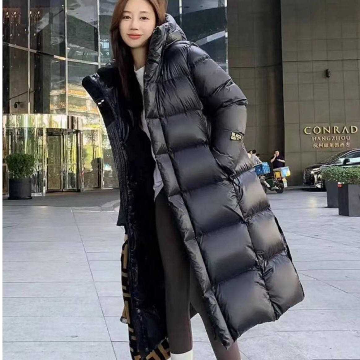 品质高货 羽绒服白鸭绒长款黑色男女款冬连帽大码加厚F999