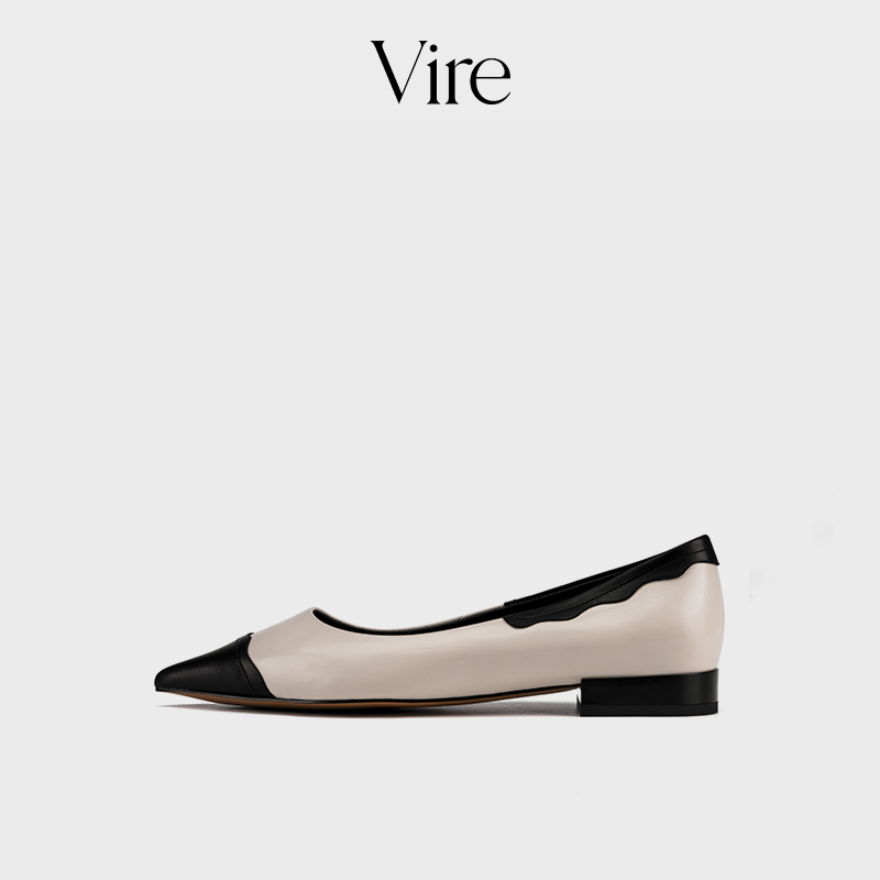 VIRE/85772新款法式时尚黑白拼接尖头单鞋