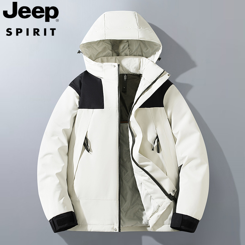 JEEPSPIRIT棉服男款2023冬季新款情侣棉衣宽松潮牌户外冲锋衣外套
