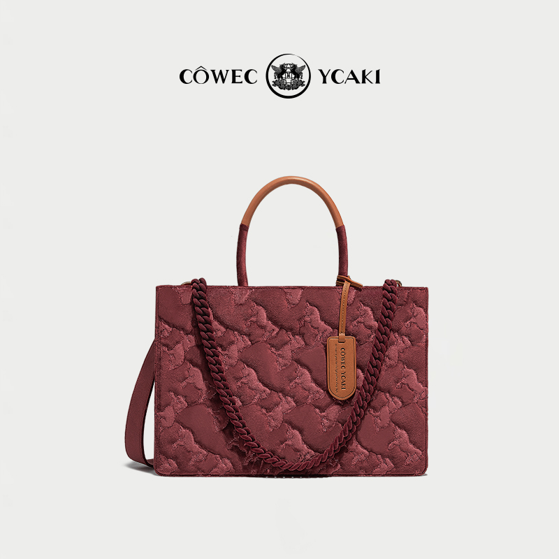 【官方正品】Cowec Ycaki红色手提包大容量包包女轻奢时尚托特包s
